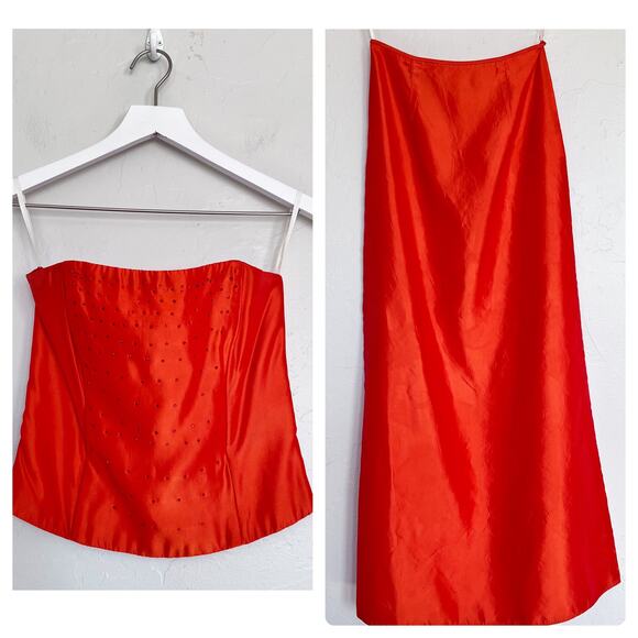 Jessica McClintock x Gunne Sax Millennium 2000 y2k Orange Two Piece Gown - Picture 2 of 12